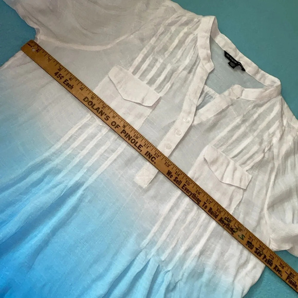ZAC & RACHEL gauzy ombré tunic long sleeves semi sheer pockets v-neck size 2X - Picture 9 of 13